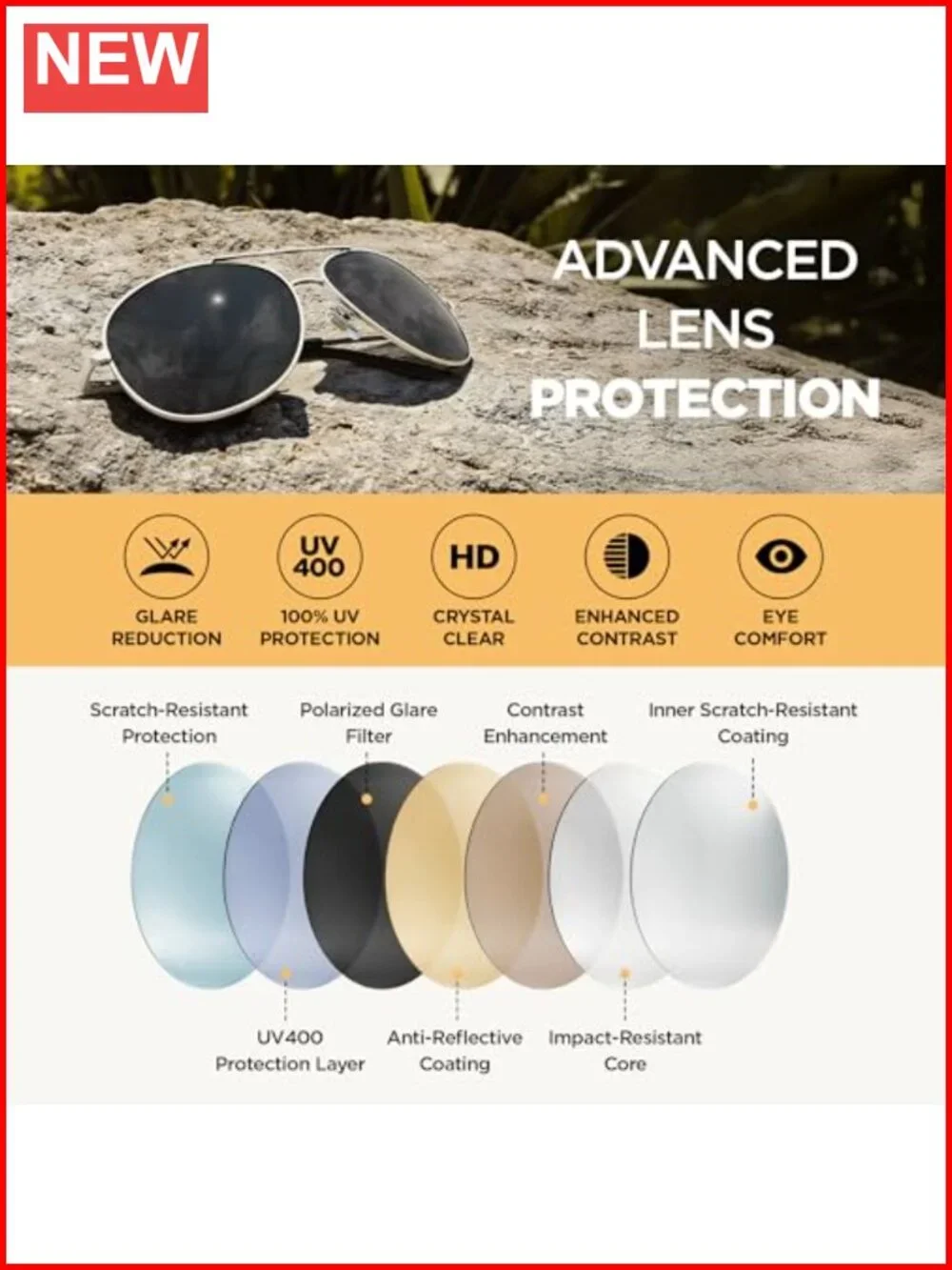 Classic Aviator Polarized Sunglasses UV400 Protection